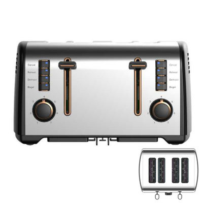 Anbolife XXL 4 টুকরা টোস্টার বৈদ্যুতিক লোগো পোর্টেবল টোস্টার বাণিজ্যিক রুটি স্টেইনলেস স্টীল টোস্টার 7 ছায়া সেটিং সঙ্গে