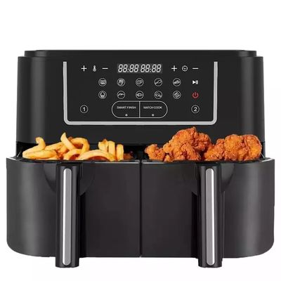স্মার্ট 2400W এয়ার ফ্রায়ার ডাবল সহ দৃশ্যমান স্বচ্ছ উইন্ডো 9L ডিজিটাল টু জোন প্রযুক্তি