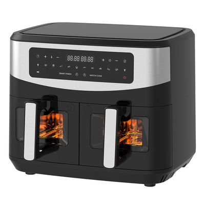 স্বচ্ছ উইন্ডো সহ 2400W 9L ডুয়াল এয়ার ফ্রায়ার 12 রান্নার প্রিসেট
