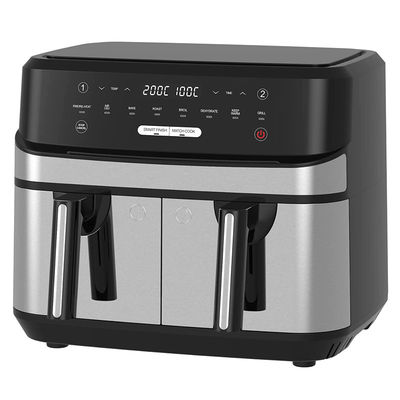 স্বচ্ছ উইন্ডো সহ 2400W 9L ডুয়াল এয়ার ফ্রায়ার 12 রান্নার প্রিসেট