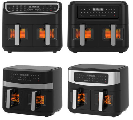 স্বচ্ছ উইন্ডো সহ 2400W 9L ডুয়াল এয়ার ফ্রায়ার 12 রান্নার প্রিসেট