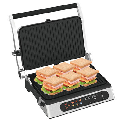 বৈদ্যুতিক যোগাযোগ BBQ ধোঁয়াশাহী গ্রিল হোম রান্নাঘর যন্ত্রপাতি বিচ্ছিন্নযোগ্য 4/6 স্লাইস প্যানিনি মেকার