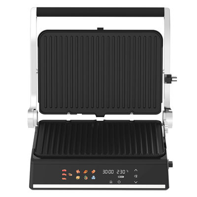 বৈদ্যুতিক ডিজিটাল যোগাযোগ BBQ ধোঁয়াশাহীন গ্রিল হোম রান্নাঘর যন্ত্রপাতি বিচ্ছিন্নযোগ্য 6 স্লাইস প্যানিনি মেকার প্রোব সনাক্তকরণ সহ