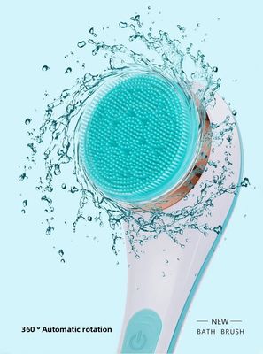 সম্পূর্ণ স্বয়ংক্রিয় রিচার্জেবল বৈদ্যুতিক বাথ ব্রাশ, লম্বা হাতলযুক্ত সিলিকন বডি ম্যাসাজ স্ক্রাবার