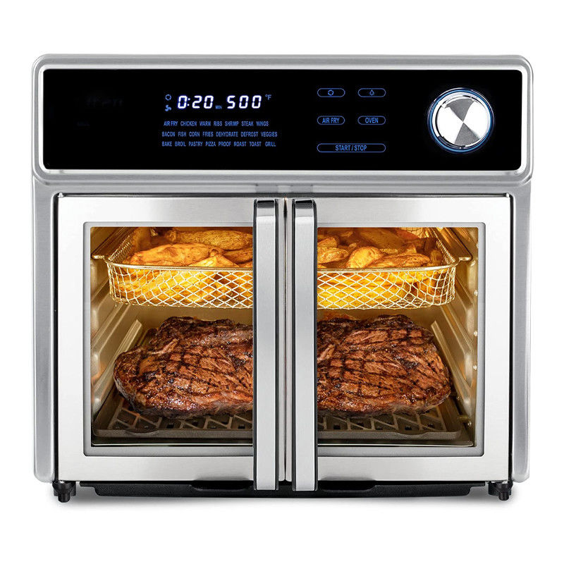 1700W এয়ার ফ্রায়ার ওভেন ফরাসি দরজা 5.5L 6.5L 23L স্বাস্থ্যকর তেল মুক্ত স্টেইনলেস স্টীল